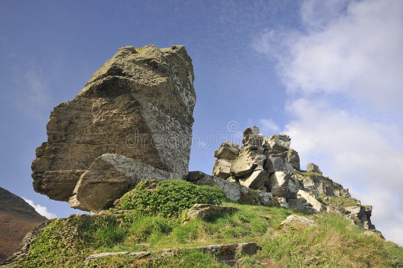 Devonian Limestone Rock outcrop of Castle Rock, Valley Of The Rocks, Exmoor, Devon