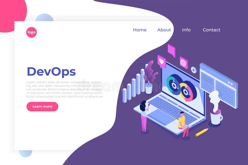 Devops concept. Application development, building. API prototyping, programming and testing. vector illustration.