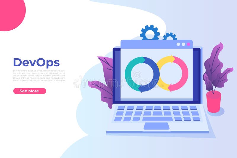 Devops concept. Application development, building. API prototyping vector illustration