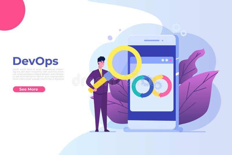 Devops concept. Application development, building. API prototyping, programming and testing. royalty free illustration