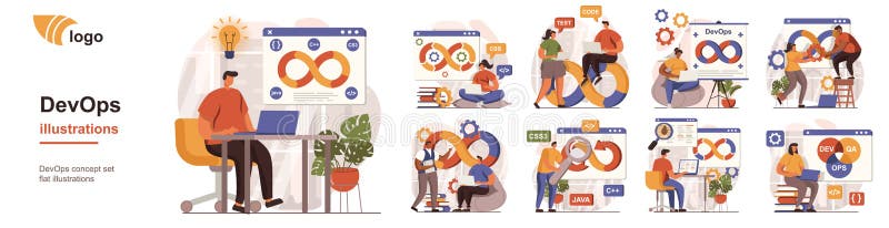 DevOps concept isolated person situations. stock illustration