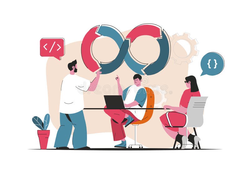 DevOps concept isolated. Software development in team royalty free illustration
