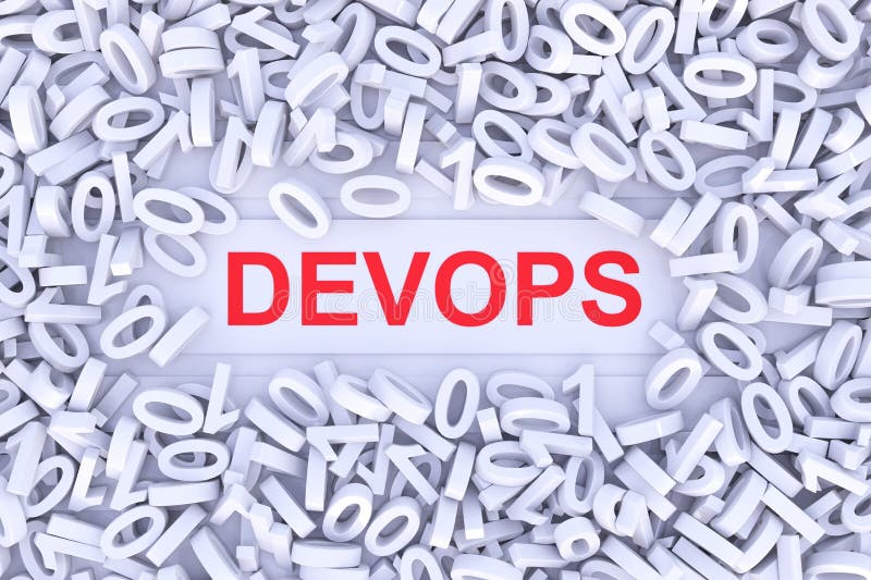 DEVOPS concept scattered binary code 3D stock illustration
