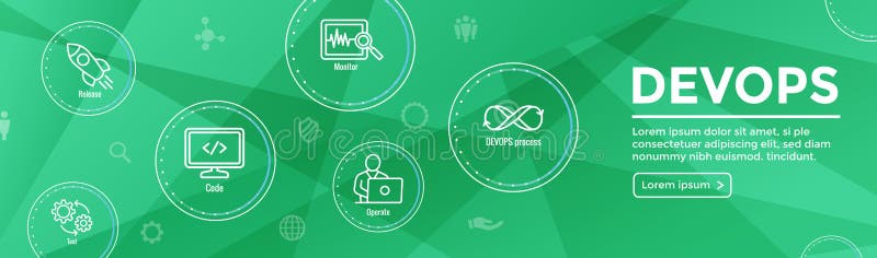 DevOps Icon Set w Dev Ops Web Header Banner