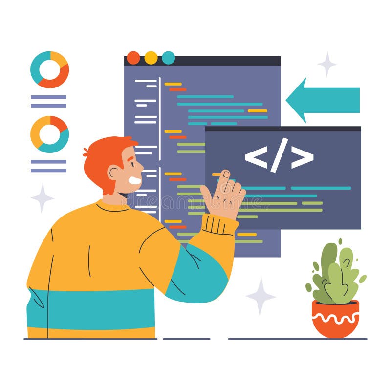DevOps. Software development methodology. Software development vector illustration