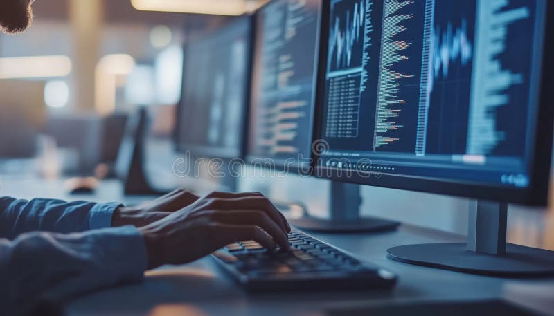 Devops Software Development And It Operations Engineer In Agile Methodology Environment With Devops On Computer Screen And Project Manager Coding. Software methodology stock images, royalty-free photos and pictures