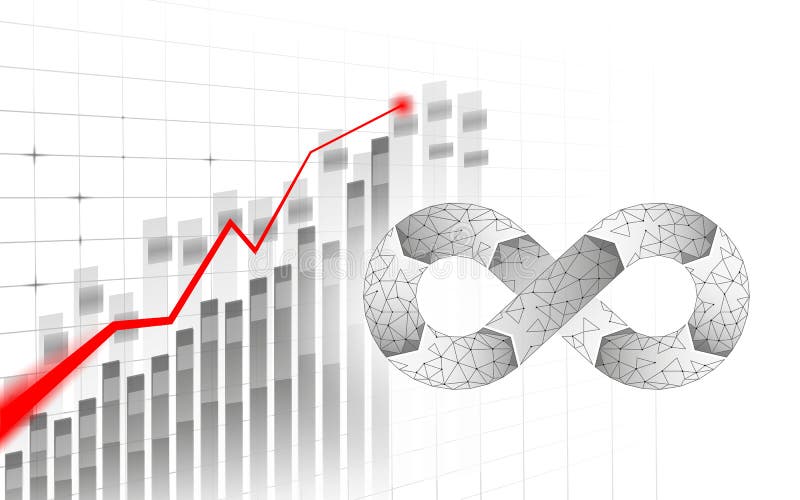 Devops software development operations infinity symbol. Programmer administration HUd display system. Coding building vector illustration