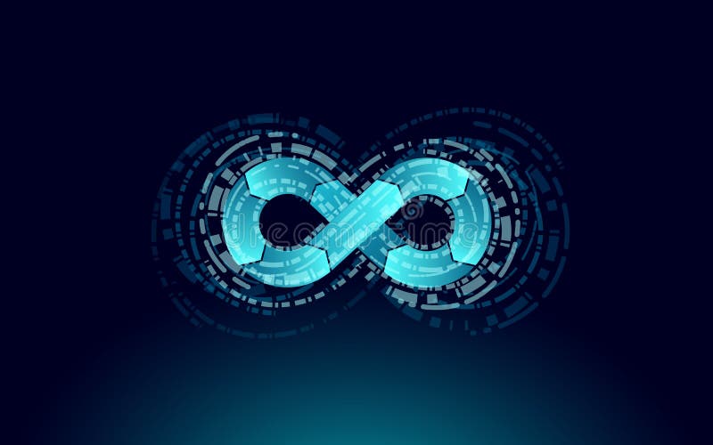 Devops software development operations infinity symbol. Programmer administration system life cycle quality. Coding royalty free illustration