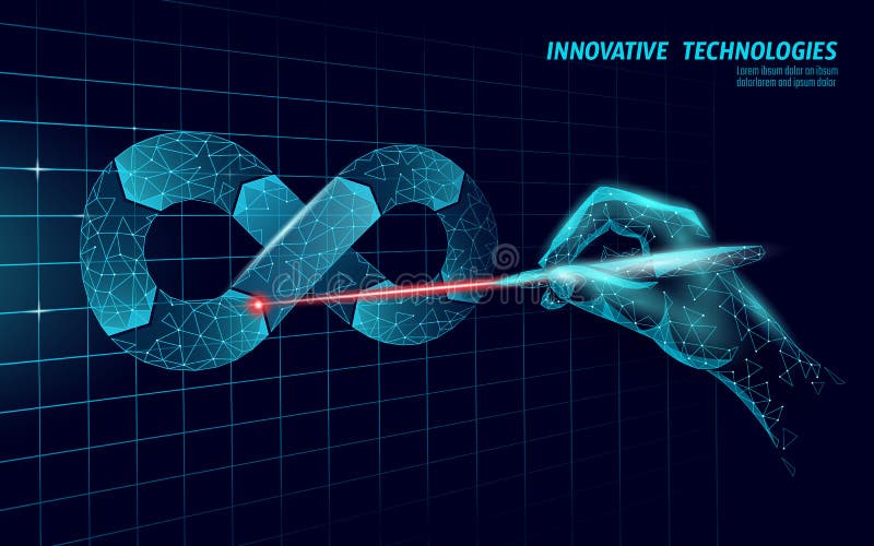 Devops software development operations infinity symbol. Programmer management laser system life cycle quality. Coding stock illustration