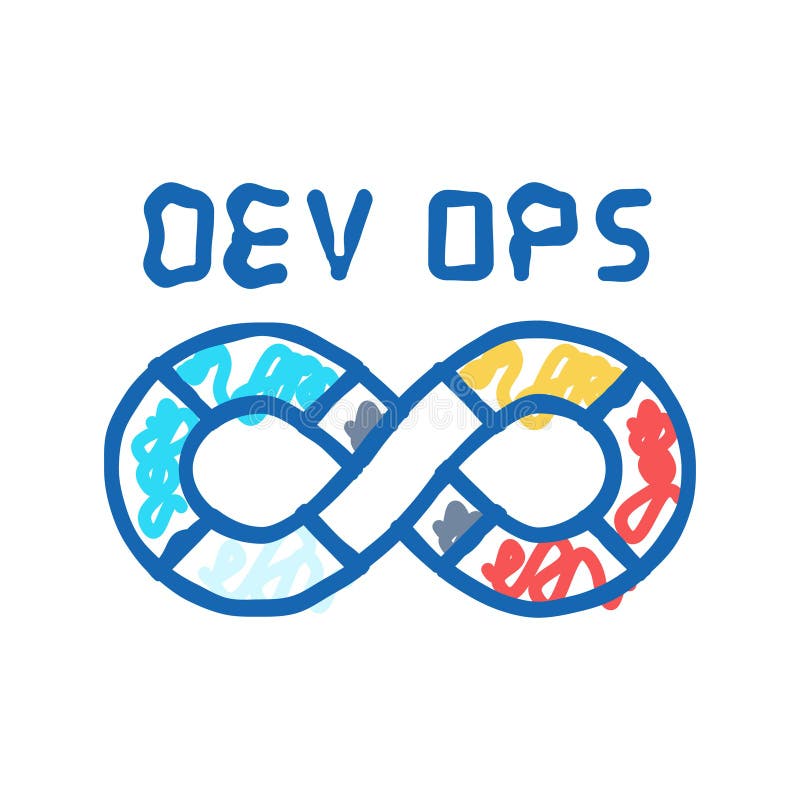 Devops software icon doodle illustration royalty free illustration