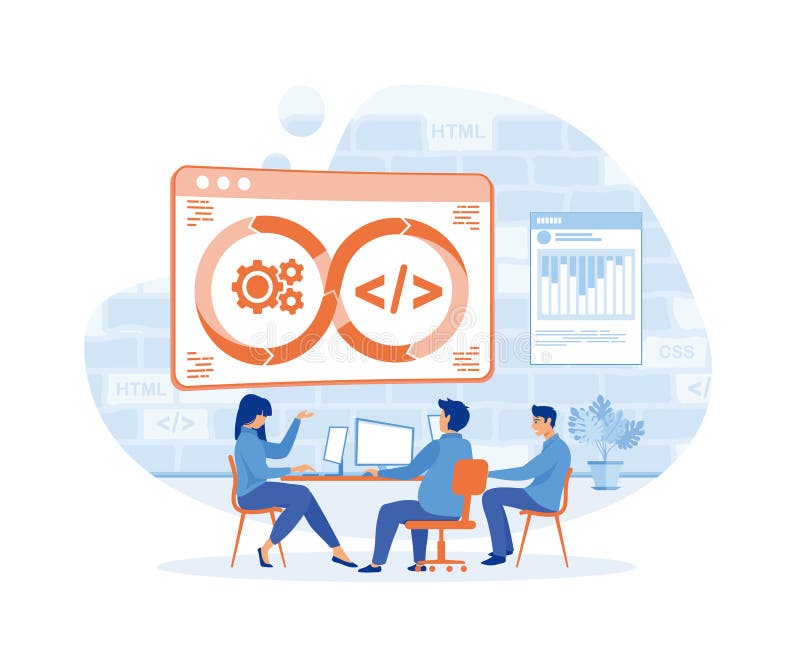 Devops team abstract concept vector illustration. vector illustration