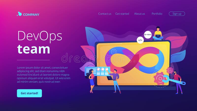 DevOps team concept landing page stock illustration