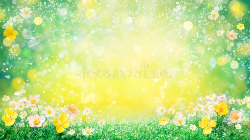 Dew covers a plant in this close-up image, which includes spherical droplets and a vibrant yellow bokeh background stock image
