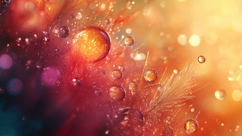 Dewdrop Adorn Vibrant Autumn Feather Detalle libre illustration