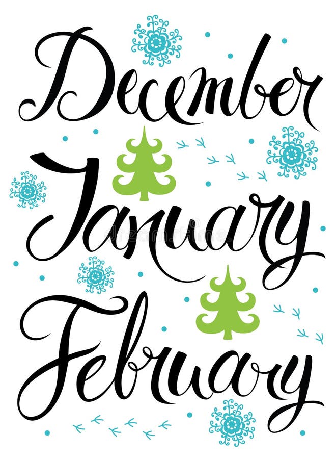 Dezember, Januar, Februar vektor abbildung. Bild von beschriftung