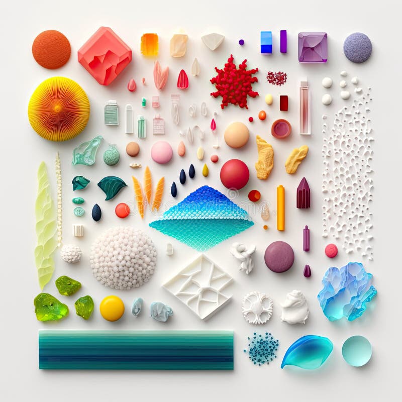 Deșeuri de plastic colorate găsite pe plajele de pe plajă, înnodate cu ajutorul generației vector illustration