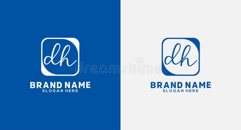 Dh Letter Handwriting Signature Logo dh Logo dh icon Design stock illustration