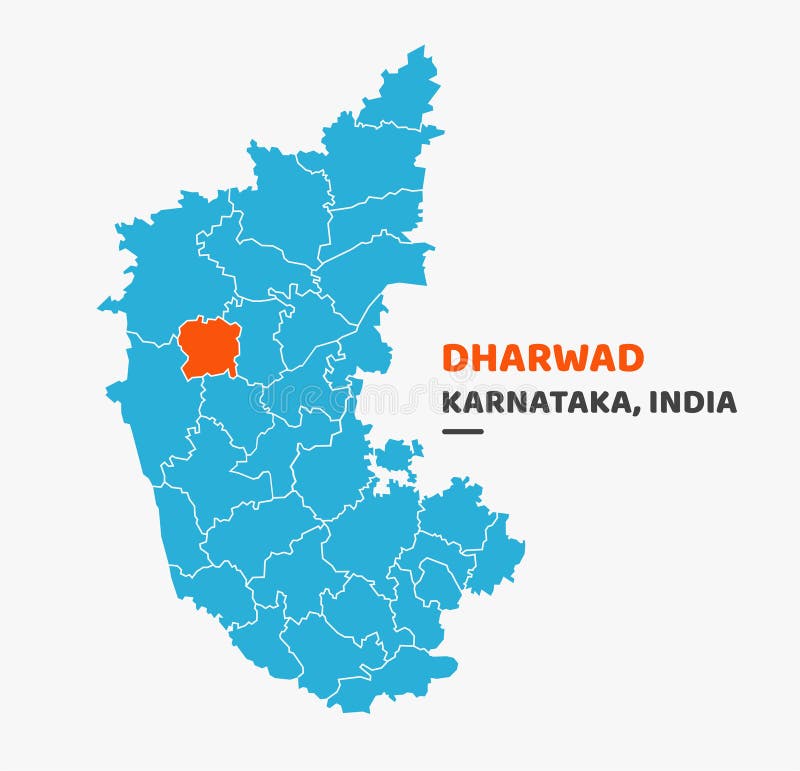 Dharwad district highlighted on karnataka state map vector illustratie