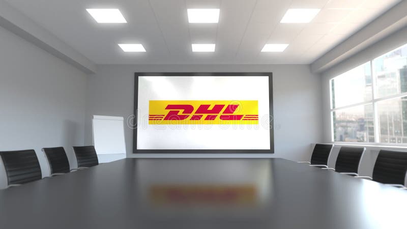 DHL Express Logo on the Screen in a Meeting Room. Editorial 3D Rendering  Editorial Image - Illustration of express, package: 113428955