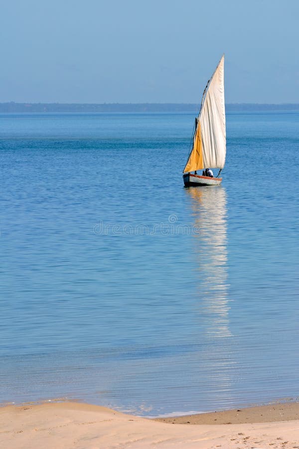 Traditional sail boat (dhow), Vilanculos coastal sanctuary, Mozambique, southern Africa. Traditional sail boat (dhow), Vilanculos coastal sanctuary, Mozambique, southern Africa