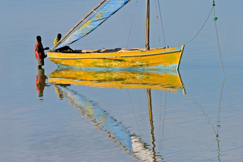 Traditional sail boat called a dhow, Vilanculos coastal sanctuary, Mozambique. Traditional sail boat called a dhow, Vilanculos coastal sanctuary, Mozambique