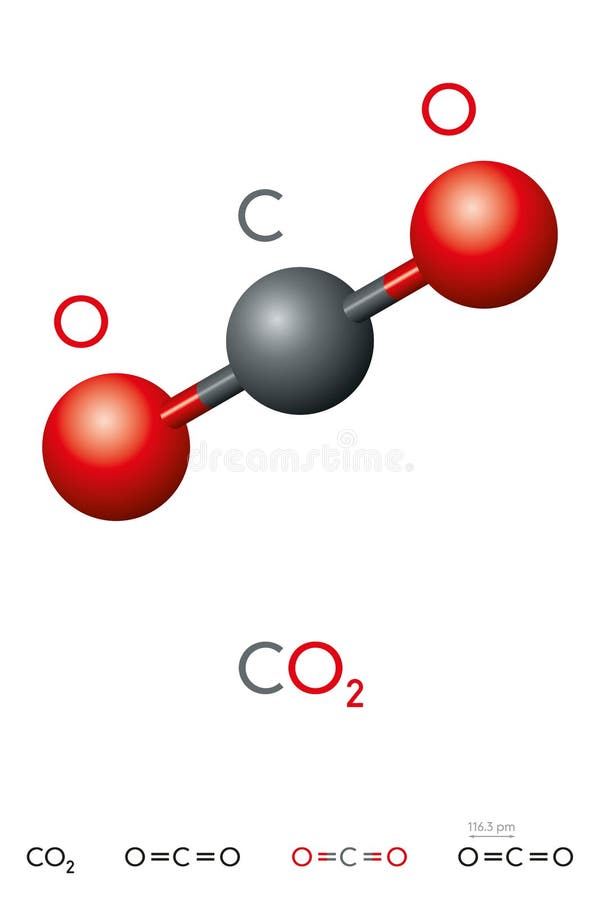 Dióxido De Carbono, CO2, Modelo De La Molécula Y Fórmula Química  Ilustración del Vector - Ilustración de modelo, bola: 126784904
