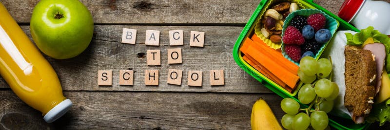 Back to school concept - healthy lunch and stationary,. Back to school concept - healthy lunch and stationary,