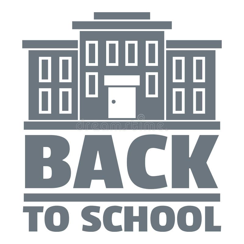Di nuovo al logo della scuola, stile grigio semplice illustrazione di stock Di nuovo al logo della scuola, stile grigio semplice illustrazione di stock
