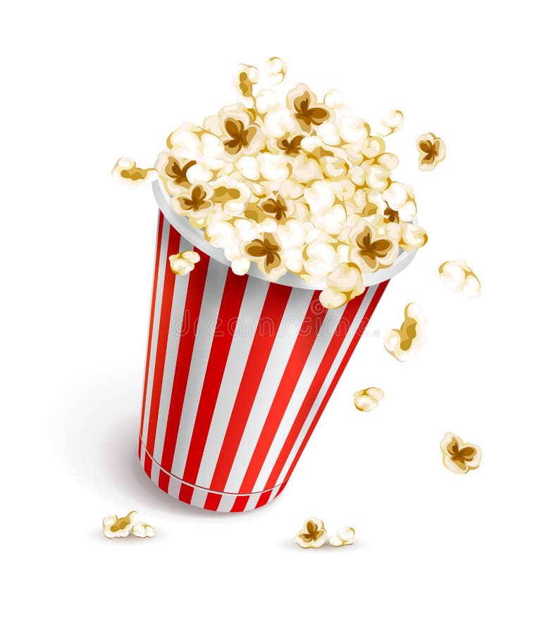 Di vetro di carta in pieno di popcorn illustrazione di stock Di vetro di carta in pieno di popcorn illustrazione di stock