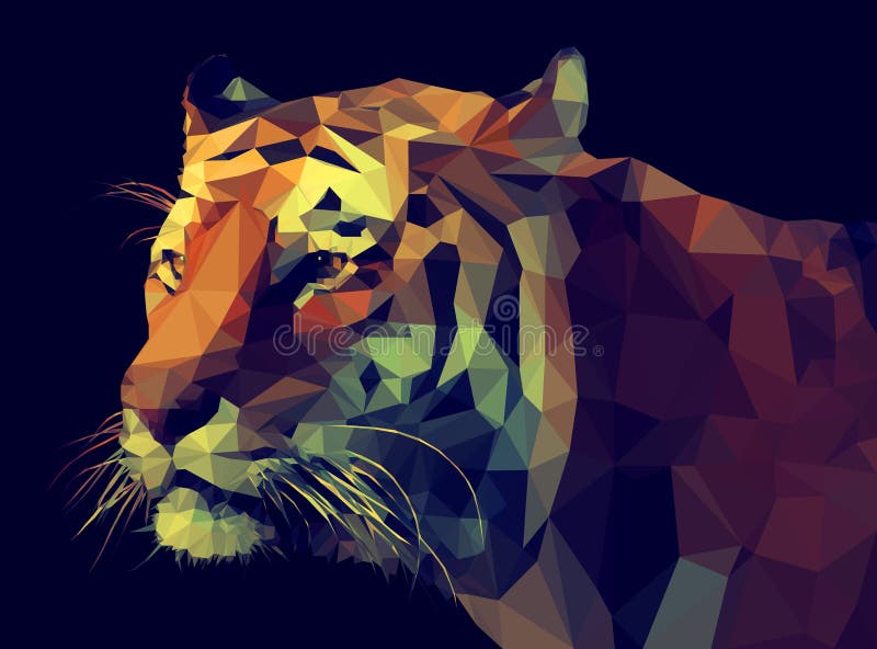 Di vettore poli progettazione in basso Tiger Illustration illustrazione di stock Di vettore poli progettazione in basso Tiger Illustration illustrazione di stock