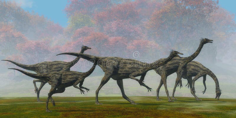 Dia da Queda do Gallimimus ilustração do vetor