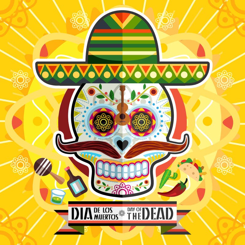 Dia De Los Muertos Dzień Nieżywa czaszka ilustracja wektor Dia De Los Muertos Dzień Nieżywa czaszka ilustracja wektor