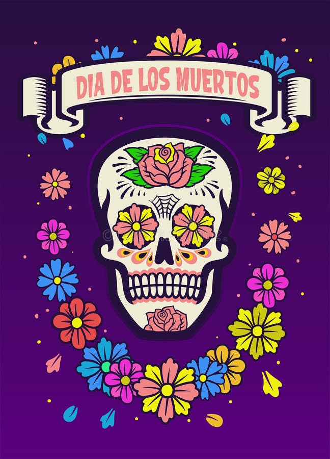 Dia De Los Muertos A4 Poster Design. Mexican Day of the Dead