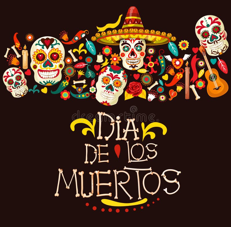 Dia DE los Muertos van de Mexican de kaart vakantiegroet royalty-vrije illustratie Dia DE los Muertos van de Mexican de kaart vakantiegroet royalty-vrije illustratie