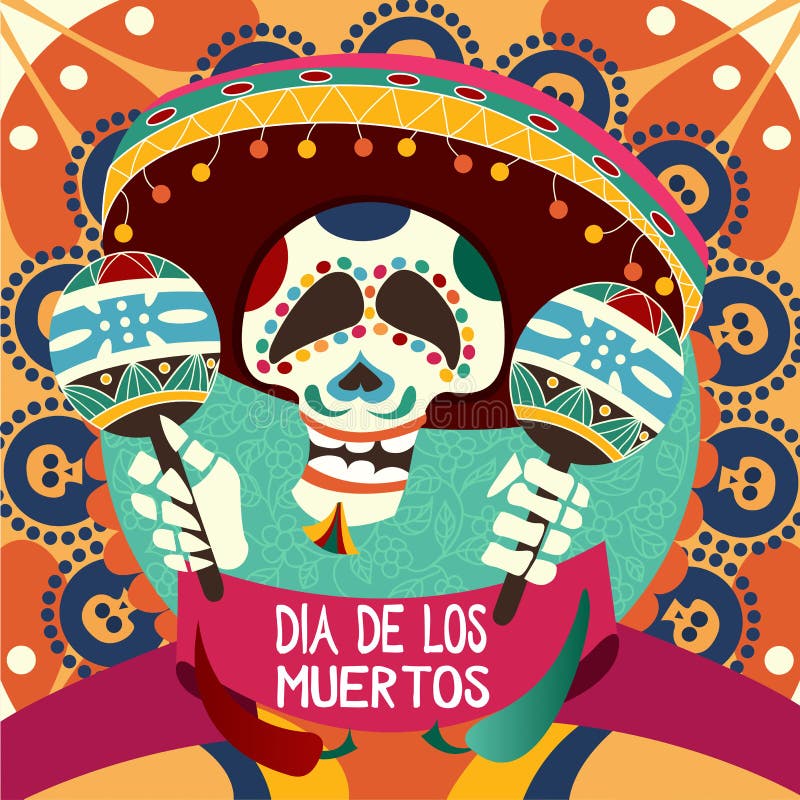 Dia de Los Muertos κάρτα για Dau των νεκρών Διάνυσμα χαιρετισμού άρρωστο διανυσματική απεικόνιση Dia de Los Muertos κάρτα για Dau των νεκρών Διάνυσμα χαιρετισμού άρρωστο διανυσματική απεικόνιση