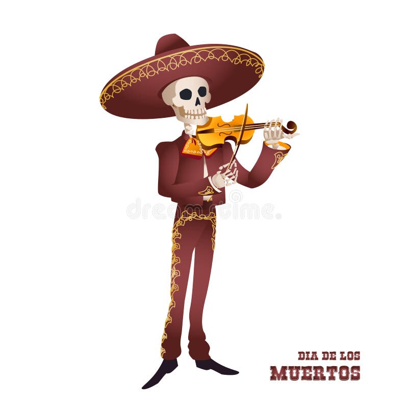 Dia de Muertos Esqueleto del músico del Mariachi Tradición mexicana stock de ilustración Dia de Muertos Esqueleto del músico del Mariachi Tradición mexicana stock de ilustración