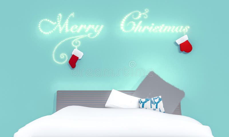 Dia de Natal na sala da cama ilustração royalty free Dia de Natal na sala da cama ilustração royalty free