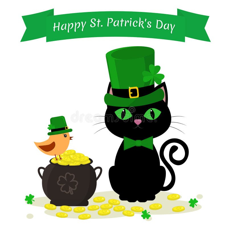Поймать питомца st patrick s. Кот Лепрекон. День Святого Патрика кот. Клевер в шляпе день Патрика. Кот в зеленой шляпе.