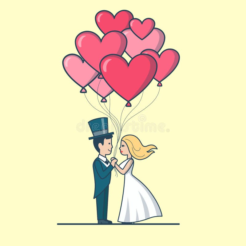 Dia de Valentim romance dos pares do amor liso linear