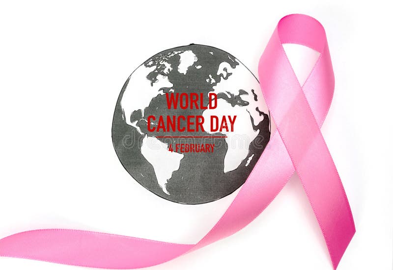 Dia do câncer do mundo: Fita da conscientização do câncer da mama no mapa do mundo