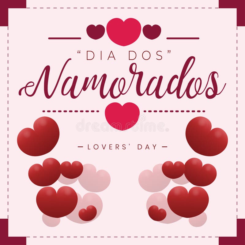 Feliz Dia Dos Namorados banner. Happy Valentine s Day in Portuguese.  Brazilian holiday on June 12. Vector template for greeting card, poster,  etc Stock Vector Image & Art - Alamy