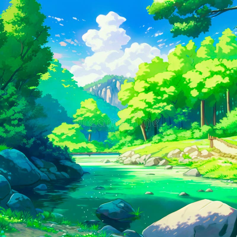 Fundo Um Castelo De Anime é Refletido Em Uma Lagoa Fundo