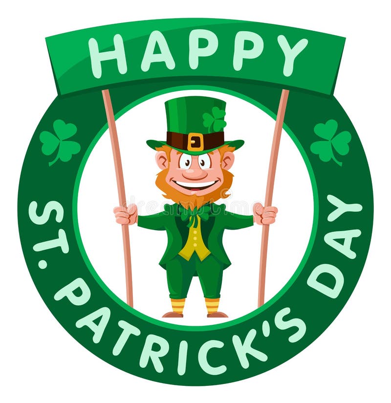 Dia feliz do ` s de St Patrick O duende guarda a bandeira ilustração stock Dia feliz do ` s de St Patrick O duende guarda a bandeira ilustração stock