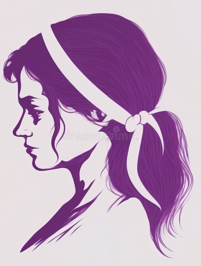 Mulher Com Desenho Original De Cabelo Roxo Pintado Com Aquarela Em Papel  Ilustração Stock - Ilustração de maduro, cabeleira: 163632080