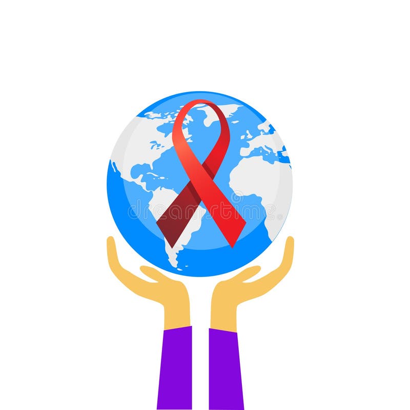 Dia Mundial do Sida do globo da terra da palma da posse das mãos ilustração stock Dia Mundial do Sida do globo da terra da palma da posse das mãos ilustração stock