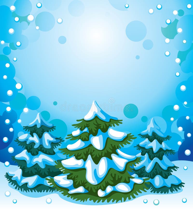 Landscape with fir-trees and snowfall, as a background. Landscape with fir-trees and snowfall, as a background