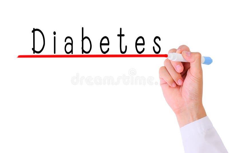 Diabete di scrittura della mano di medico fotografia stock Diabete di scrittura della mano di medico fotografia stock