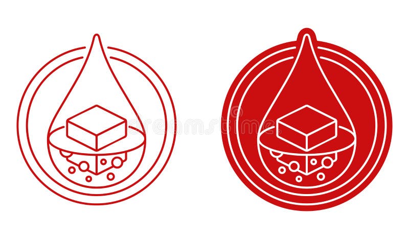 Diabetes flat icon - sugar and blood drop vector illustration