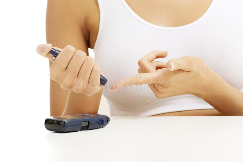 Diabetes patient measuring glucose level
