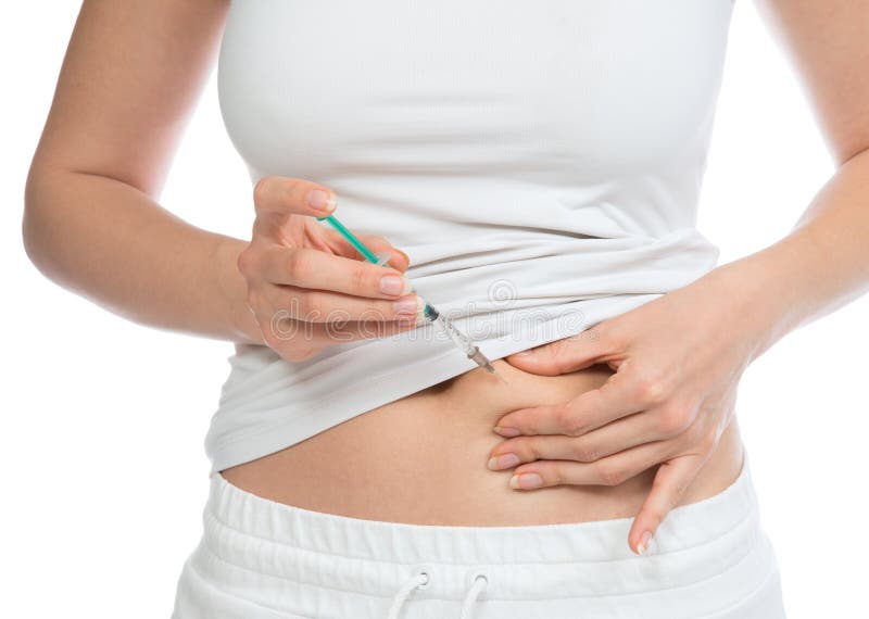 Diabetesinsulineinspritzung durch Spritze mit Dosis von Medizin lizenzfreie stockfotos Diabetesinsulineinspritzung durch Spritze mit Dosis von Medizin lizenzfreie stockfotos